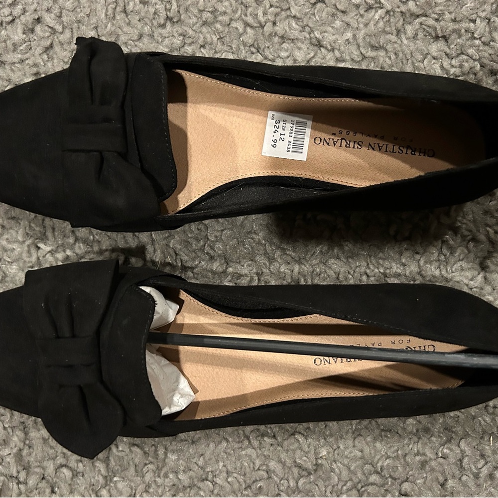 Christian Siriano Black Bow Pointed Ballet Flats (size 12)